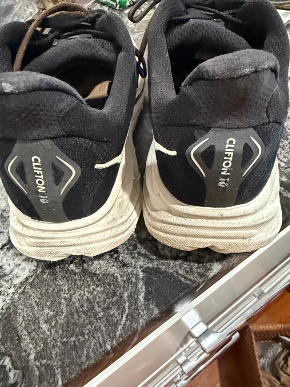 Hoka Men's Black and White Athletic Running Shoes - Picture 2 of 10